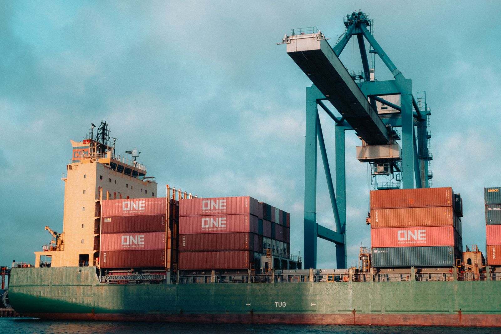 Cocopeat export containers being loaded at an Indonesian port for import